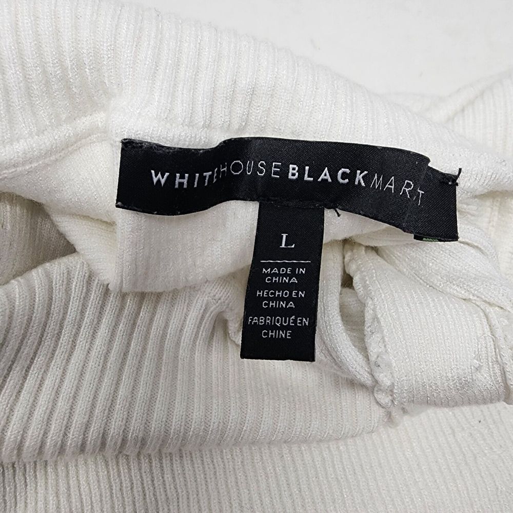 White House Black Market Gold Button Detail Mock Neck Ribbed Womens Size Large - Picture 3 of 10